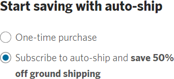 screenshot of auto-ship selection