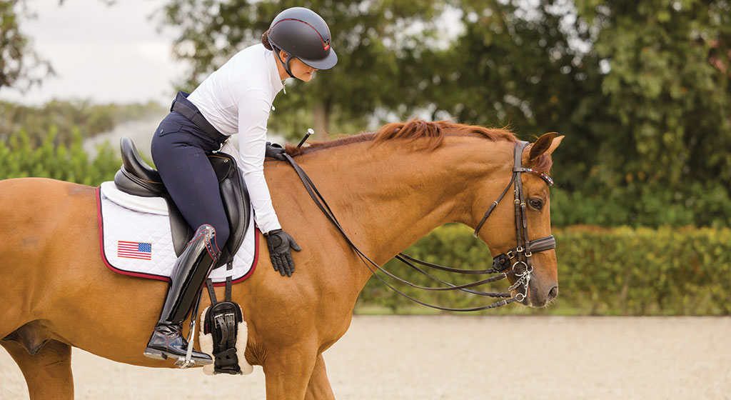 Sarah Tubman training a dressage horse