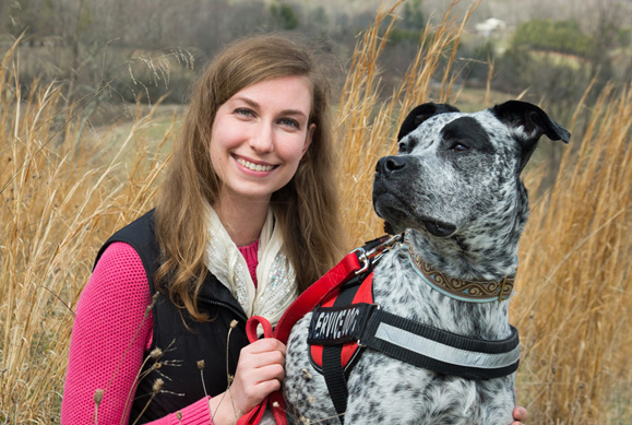 woman with her dog